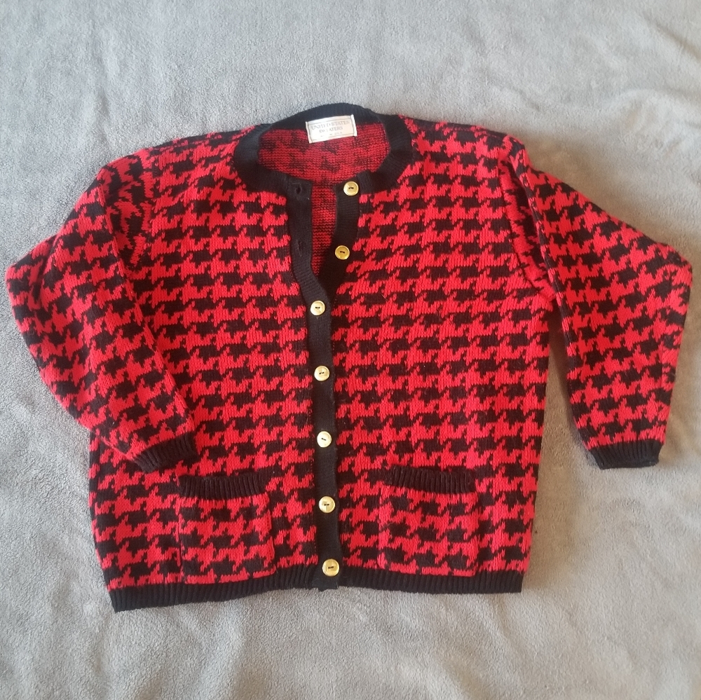 Red Houndstooth Sweater